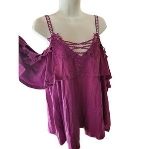 Roaman's Purple Plus Size Shirt Top Size 3X 30/32 Decorative